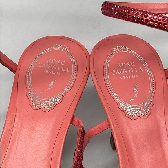 Rene Caovilla Crystal-Embellished Satin Sandals size 38.5 - Picture 7 of 12